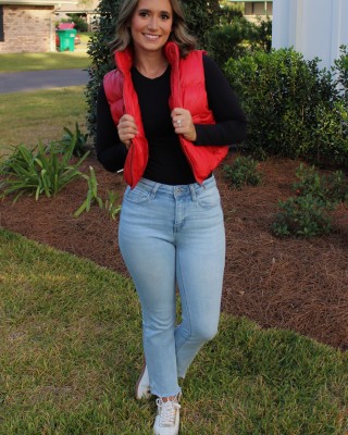 Red Faux Leather Vest