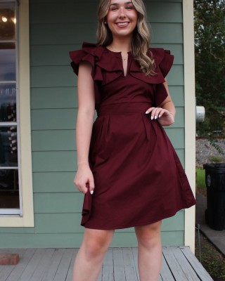 Merlot Ruffle Dress