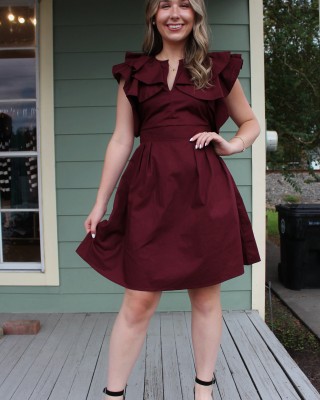 Merlot Ruffle Dress